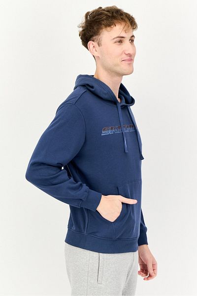 SKECHERS Men Sportswear Fit Long Sleeves Outdoor Hoodie, Slate Blue