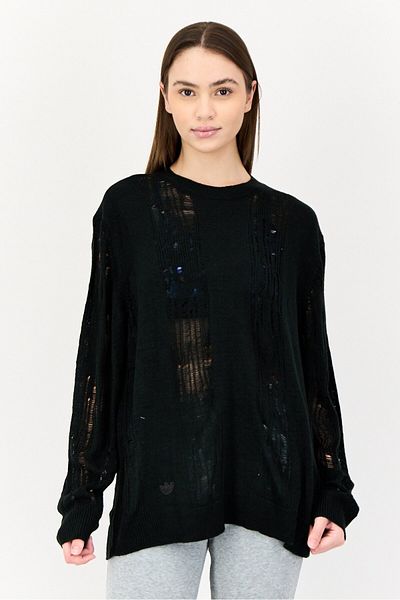 adidas Women Sportswear Fit Long Sleeves Outdoors Sweaters, Black