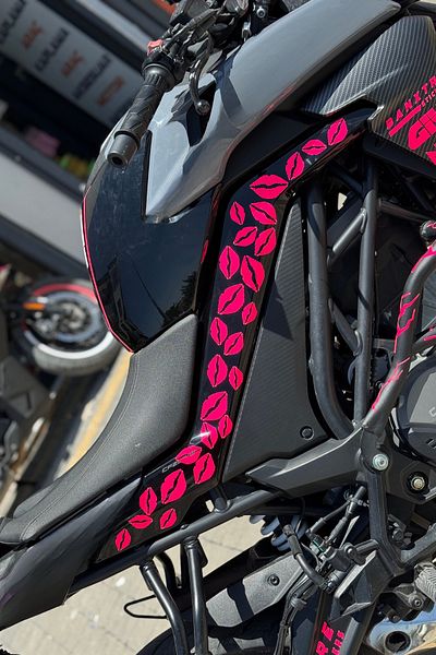 Banxtre Neon Pink Lip Kiss Sticker Set for Motor and Helmet
