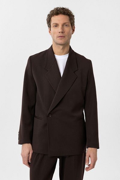 Antioch Brown Double Breasted Closure Men's Blazer Jacket with Flap Pockets