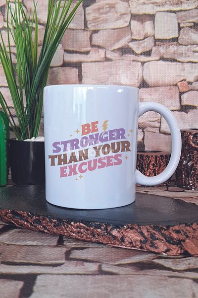 giftkonsept Be Stronger Than Your Excuses Written Gym Sports Motivation Gift Printed Mug