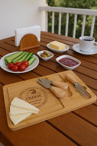 LUMİNA Natural Bamboo Knife Cheese Presentation Set