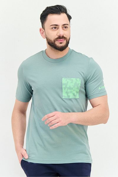 adidas Men Sportswear Fit Short Sleeve Outdoor T-Shirt, Sage