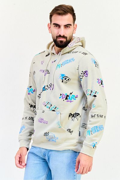 Originals by Brooklyn Cloth Men Allover Print Long Sleeves Hoodie, Multicolor