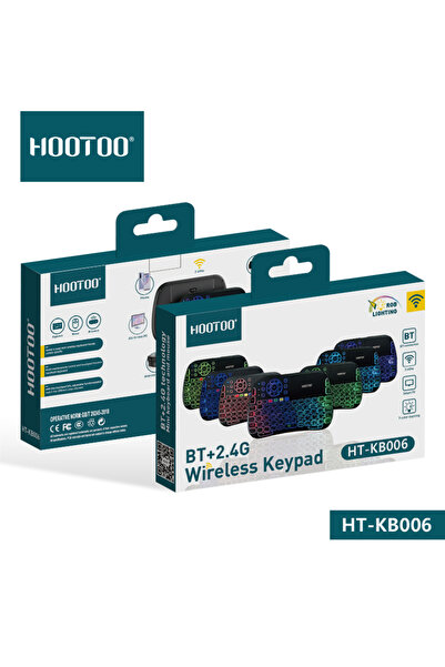 HooToo Small keyboard with RGB lighting. Wireless keyboard that supports all electronic devices. Arabic and English keyboard.