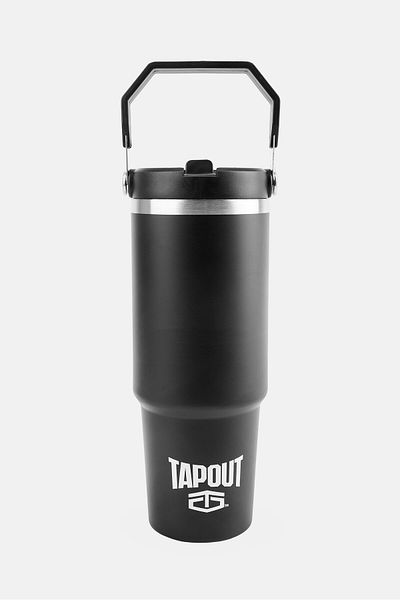 Tapout Stainless Tumbler With Flip Straw 887ml, Black