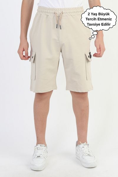 ASYAKİDS CLUB Boy's Summer Combed Cotton Sports Capri Shorts with Pockets