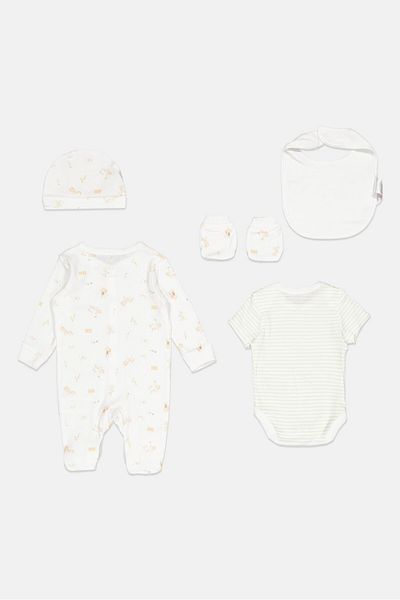 Rock A Bye Baby Boutique Toddlers Boy 5 Pcs Allover Print Gift Set, Multicolor