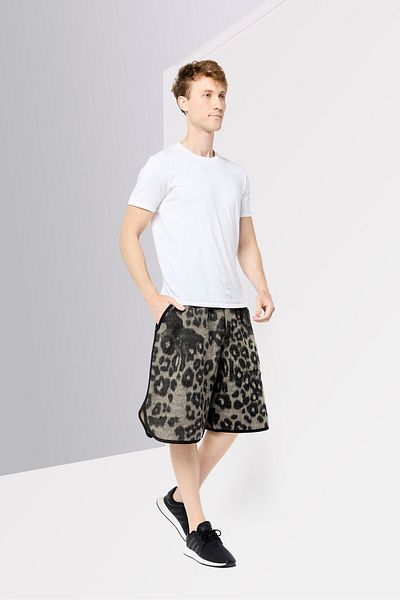 adidas X Y-3 Men Sportswear Fit Leopard Print Fleece Football Shorts, Multicolor