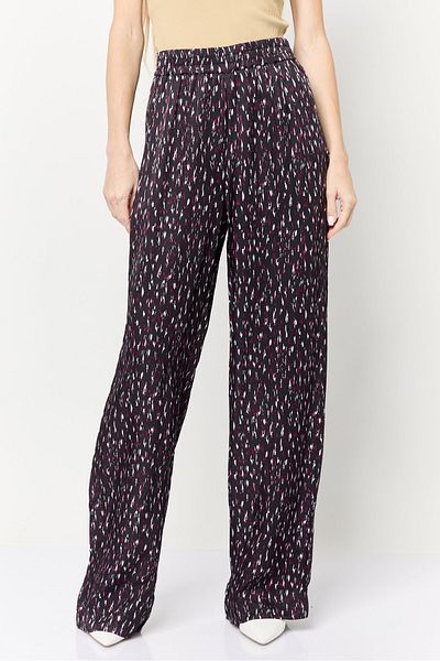 Scotch & Soda Women 32 Inseam Regular Fit Allover Print Wide Leg Pants, Multicolor