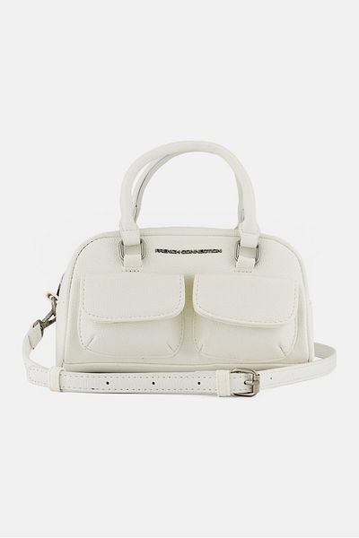French Connection Women Liza Pebble Satchel Bag, White