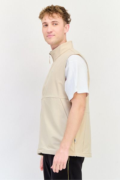 Puma Men Sportswear Fit Embroidered Logo Outdoor Vest Jacket, Beige