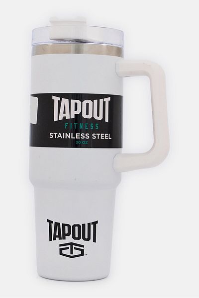 Tapout Fitness Stainless Steel Vacuum Insulated Tumbler With Straw 900ml, White