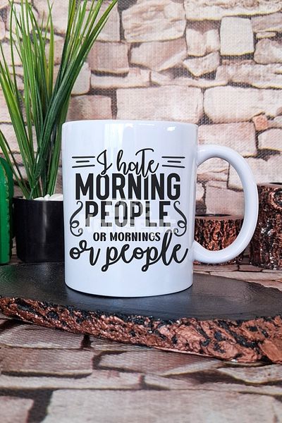 giftkonsept "I Hate Morning People or Mornings or People" Funny Gift Printed Tea Coffee Presentation Mug Cup