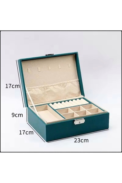 İsdeksan Two Layers Multipurpose Custom Green Color Jewelry Box Jewelry Stand Jewellery Organizer