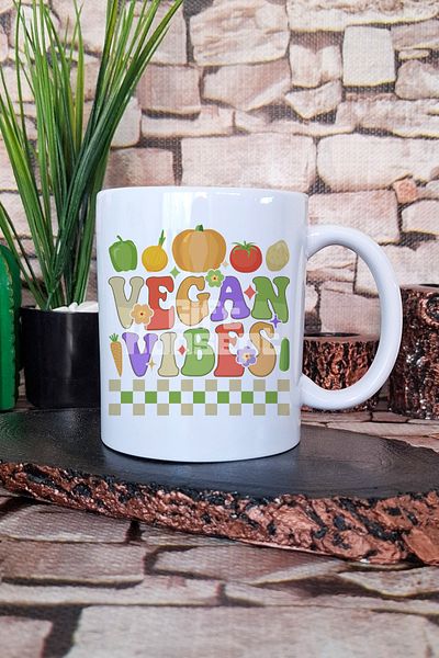 giftkonsept Vegan Vibes Stylish Modern Gift Printed Tea Coffee Presentation Mug Cup