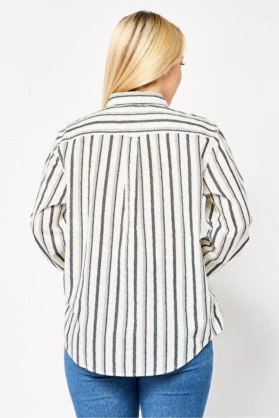 Gant Women Spread Collar Long Sleeve Stripe Shirt, Multicolor