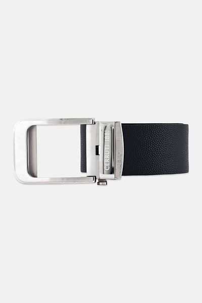 Cerruti 1881 Men Clamp Closure Buckle Leather Belt, Black