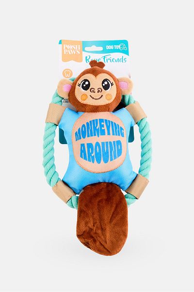 Posh Paws Monkeying Around Rope Disc Plush Toy, Multicolor