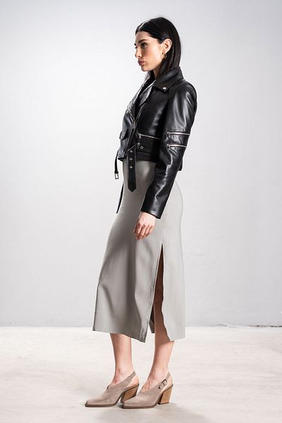 Dericlub Dericlub Beyonce Women Biker Real Leather Coat Black
