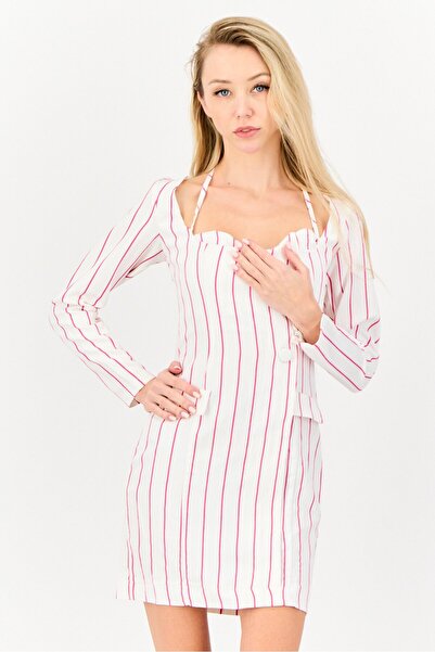 Asos Luxe فستان نسائي قصير مخطط، متعدد الألوان