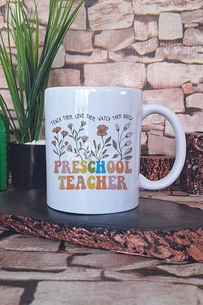 giftkonsept Teach Them Love Them Preschool Teacher Printed Preschool Kindergarten Gift Printed Mug Cup