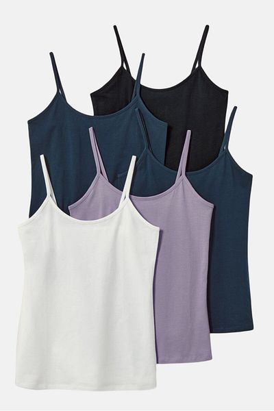 Tchibo Women 5 Pieces Square Neck Sleeveless Plain Tank Top, White