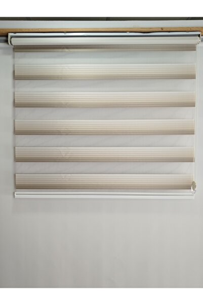 MEKSTOR Geçişli Pileli Krem Zebra Perde - Alüminyum Sistem ( Ev & Ofis Perdesi )
