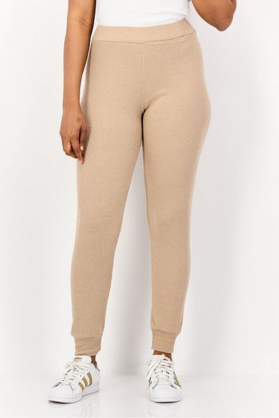 Brave Soul Women Regular Fit Textured Jogger Pants, Beige