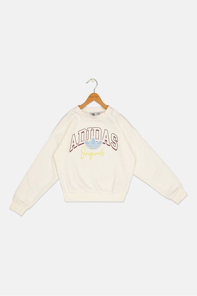 adidas Kids Girl Long Sleeves Graphic Print Outdoor Sweatshirt, Off White