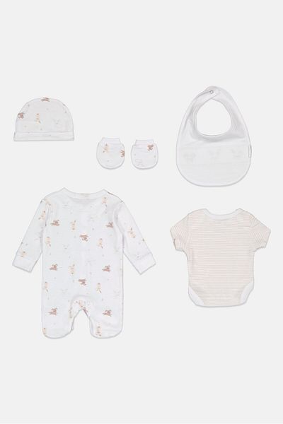Rock A Bye Baby Boutique Toddlers Boy 5 Pieces Allover Print Gift Set, Multicolor