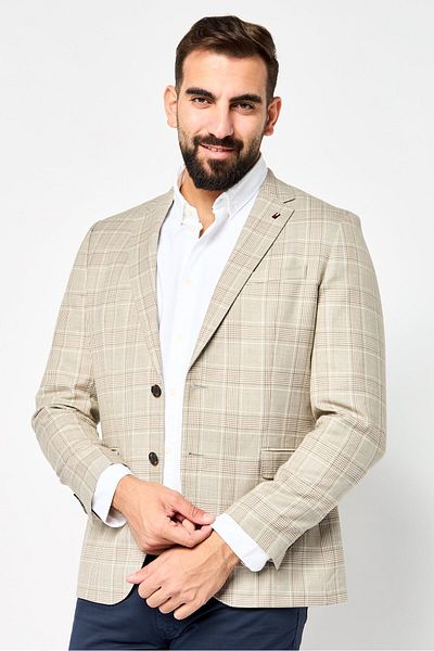 Tommy Hilfiger Men Tailored Fit Long Sleeves Plaid Semi Formal Blazer, Multicolor