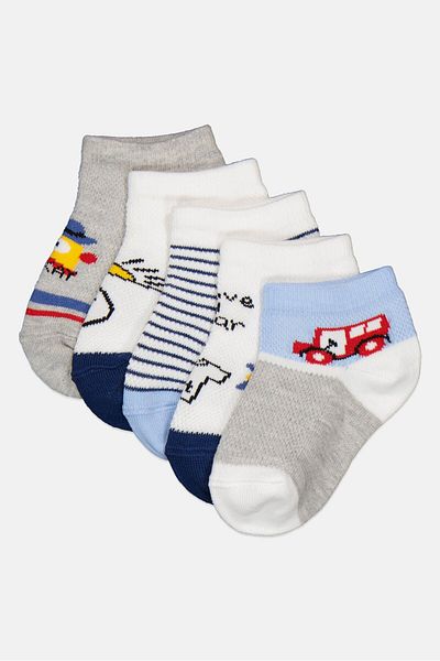 RBX Kids Boy 5 Pairs Allover Print Ankle Socks, Multicolor