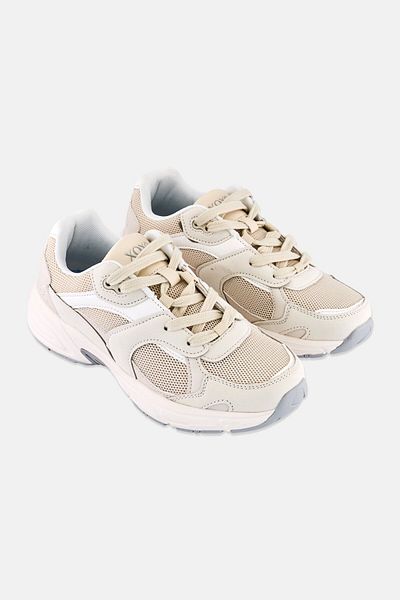 XOXO Women Lace Up Textile Sneakers, Beige