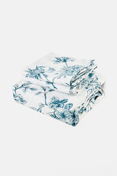 Catherine Malandrino 3 Pieces Allover Print Elegant Flat Sheet With Pillow Case Set, Multicolor
