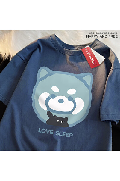 StartMore تي شيرت Y2k Vintage تي شيرت Love Sleep Blue Raccoon