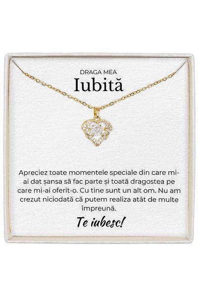 The Jewel Heart Luxury Gift For Girlfriend, Necklace With Romantic Design And Gold Plated Heart