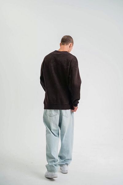 Silerra Unisex Crew Neck Special Dirty Stitched Washable Sweatshirt - Brown