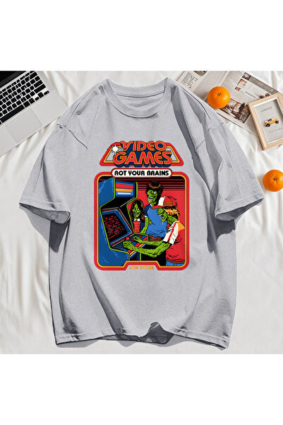 StartMore تي شيرت Y2k Vintage تي شيرت لعبة فيديو Brain Dead Print