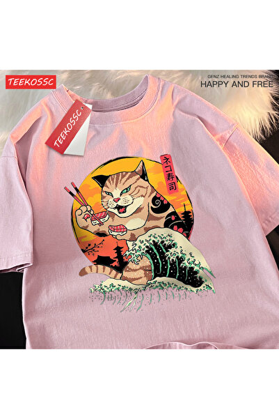 StartMore تي شيرت Y2k Vintage تي شيرت ياباني هاراجوكو ويف سوشي كات