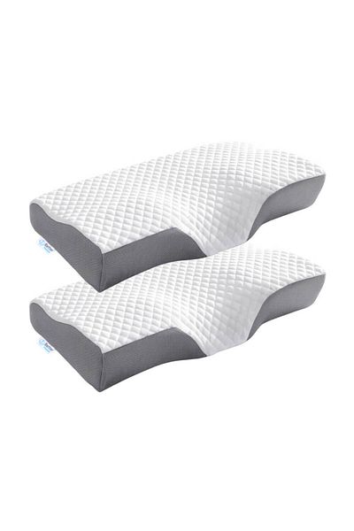 BETTER POSTURE Pack of 2 Lite Memory Foam Cervical Orthopedic Pillows, White, 56 x 37 x 11 cm