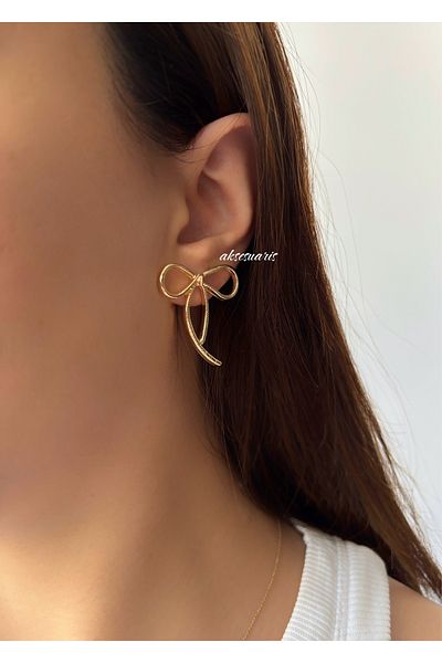 aksesuaris Thin Bow Dangle Women's Earrings