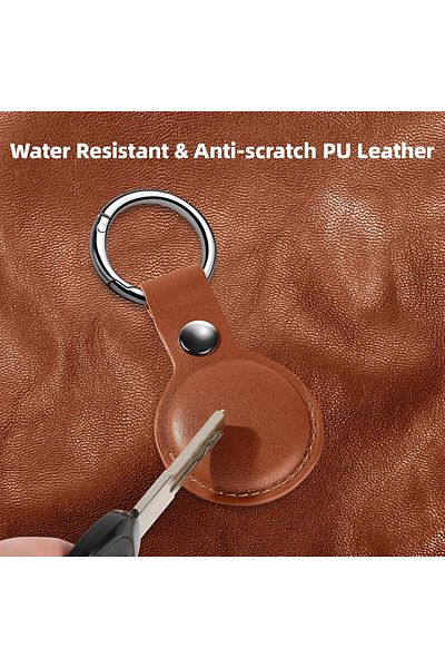 QuickStoq Airtag Case, Leather Airtag Case, Compatible with Pendant, with Keychain, Waterproof, Premium Quality
