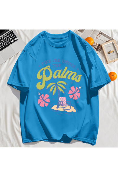 StartMore تي شيرت Y2k Vintage تي شيرت Find Me Palm Beach طباعة تصميم أشجار جو...