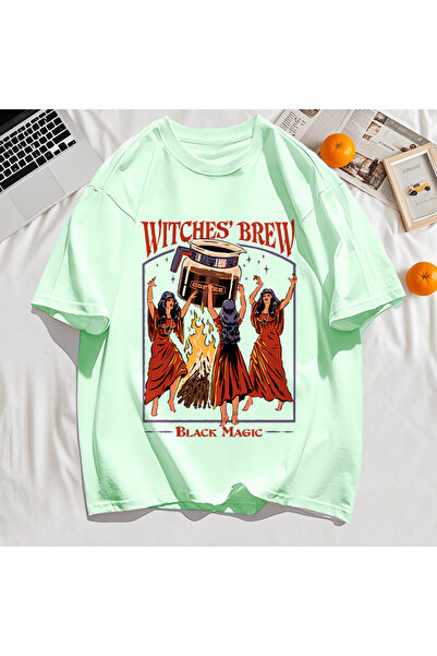 StartMore تي شيرت Y2k Vintage تي شيرت Halloween Brew Black Magic Print