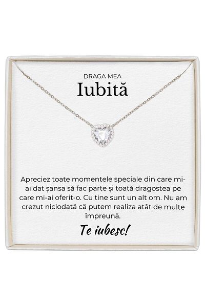 The Jewel Heart Romantic Necklace For Your Girlfriend, Heart With Fine Glitter, Length 41+5 cm