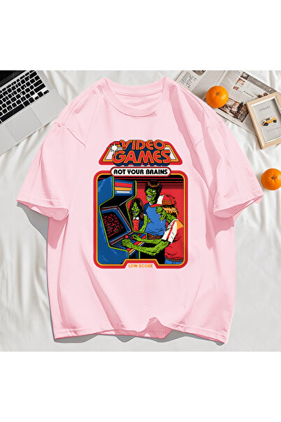 StartMore تي شيرت Y2k Vintage تي شيرت لعبة فيديو Brain Dead Print