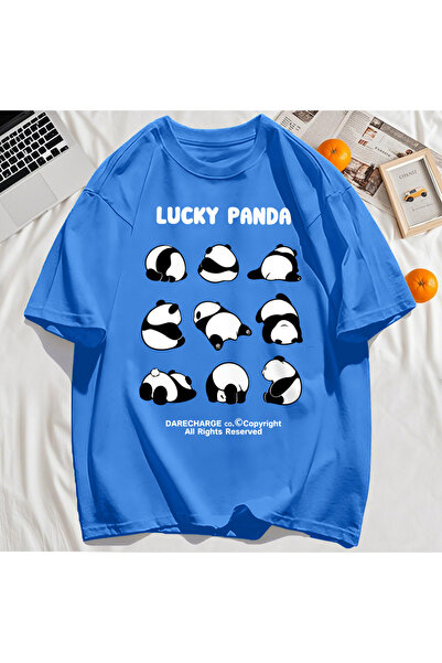 StartMore تي شيرت Y2k Vintage تي شيرت Lucky Panda بنمط محفوظ بالكامل