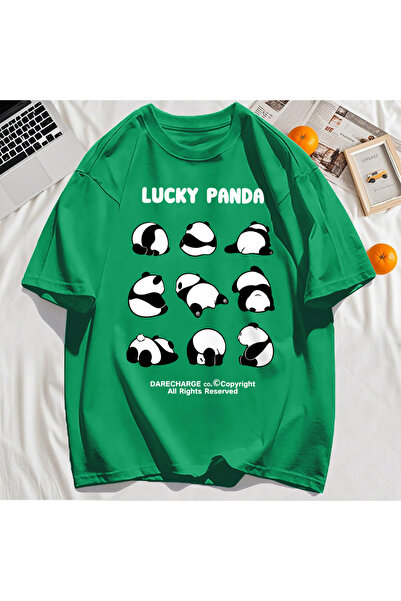 StartMore Y2K Vintage T-Shirt Tee Lucky Panda All Right Reserved Pattern