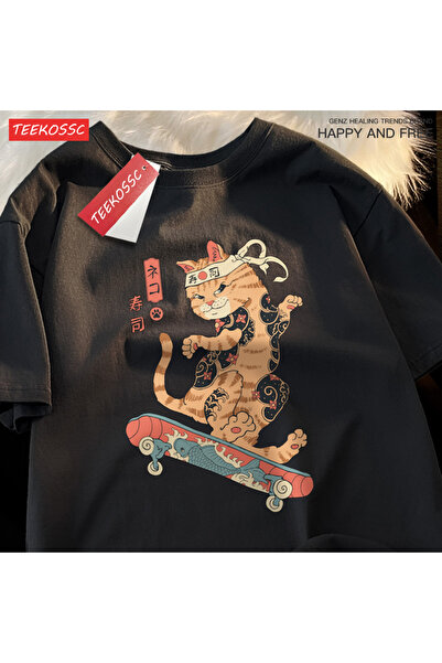 StartMore تي شيرت Y2k Vintage تي شيرت ياباني هاراجوكو سكيت بورد سوشي كات